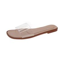 New PVC Transparent Lightweight Non-slip Beach Sandals Women's Summer Open-toe Slides Casual Fashion Slippers Sandalias De Mujer 35