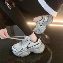 Silver Platform Casual Sneakers for Women Spring and Autumn New All-Matching Muffin Lace-up Daddy Shoes 35