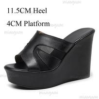 Women's Mesh Wedge Platform Mules Open Toe Slip-On Chunky Heel Sandals Summer Beach Casual Shoes Female Zapatos Sandalias Mujer 34