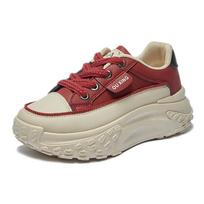 Tide Brand Women's Skate Thick Bottom Walking Dad Shoes Red Black White Sports Travel Trekking Sneaker Teenager Student Footwear 35
