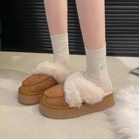 Women's Europe and the United States Lightweight Comfortable Non-slip Heightening Winter Warm Plush Lining Non-slip Wearable Leisure Cotton Slippers 35