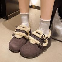 Women's Fur One Thick Bottom Heightening Winter Lightweight Padded Warm Snow Boots Non-slip Wear Casual Sneakers Cotton Boots 35