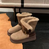 Women's Large Size Soft Elastic Winter Warm and Cold a Foot Stirrup Padded Snow Boots Non-slip Wear Outdoor Leisure Sports Cotton Boots 35