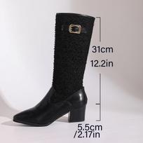 Women's British Style Long Fashionable Hundred Soft Elastic Comfortable Ankle Boots Shock Absorption Non-slip Casual Sports Knight Boots 35