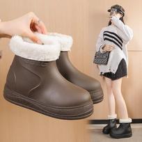 Women's Winter Warm Cold Padded Lining Snow Boots Thick Bottom Heightened Non-slip Wear Outdoor Leisure Sports Cotton Boots Rain Shoes 36