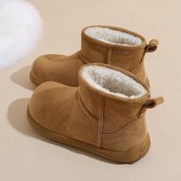 Women's Large Size Soft Sole Heightening Winter Warm Fur Snow Boots Padded Lined Ankle Boots Anti-slip Hiking Casual Sports Cotton Boots 35