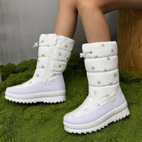 Women's Large Size Waterproof Down Fabric Thickened Winter Warm Fur One Snow Boots Thickened Lining Ankle Boots Anti-slip Hiking Sports Boots 36