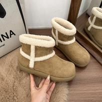 Women's Large Size Soft Sole Heightening Warm Fur One Winter Non-slip Wear-resistant Snow Boots Plush Lining Outdoor Sports Cotton Boots 35