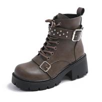 Women's Padded Fashion Lightweight Comfortable Warm Thick Sole Heightened Anti-slip Cushioning Hiking Sports Casual Martin Boots 35