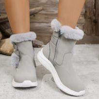 Women's Soft Elastic Belt Buckle Winter Warm Cold Padded Snow Boots Thick Bottom Non-slip Wear Outdoor Leisure Sports Cotton Boots 36