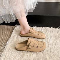Women's Pregnancy-Friendly Summer Slides - Adjustable Bow Slingback Mules with Arch Support, Breathable Closed-Toe Sandals for Dress Combinations 35