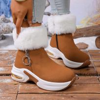 Women's Large Size Thick Sole Winter Warm Fur Fur Fur Mouth Snow Boots Padded Lined Ankle Boots Anti-slip Hiking Sports Cotton Boots 36