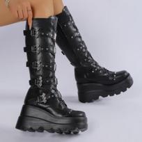 Women's Fashion Punk Style Heightening Not Tired Feet Arch Support Comfortable Soft Elastic Shock Absorption Non-slip Casual Sports Boots 35