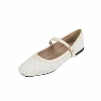 Women's Casual Mary Jane Shoes with Ankle Buckles Square Toe Ballet Flat Shoes for Women Work Flats Walking Shoes Comfortable Slip-On Dress Shoes 35