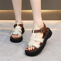 Women's Chunky Platform Sandals Adjustable Ankle Strap Casual Round Open Toe Beach Sandals Wedge Lightweight Slides for Women Summer Dress Shoes 35