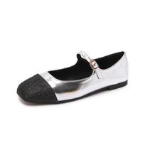 Mary Jane Shoes for Women Buckle Strap Ballet Flats Dress Shoes Womens Casual Slip-On Lightweight Square Toe Work Flat Shoes Comfortable Walking Shoes 35