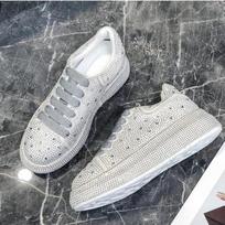 Women's Platform Shiny Rhinestone Platform Shoes Versatile Fashion Casual Shoes Women's Sports Shoes 35