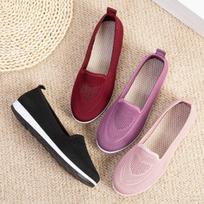 Women's Spring Soft-soled Cloth Shoes Comfortable and Fashionable Style Work Shoes Middle-aged Flying Woven Flat-bottomed Breathable Loafers 36