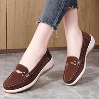 Women's Suede Penny Loafers Driving Walking Moccasins Casual Boat Shoes Slip On Comfort Loafer Shoes for Women Business Office Dress Work Flats Shoes 35
