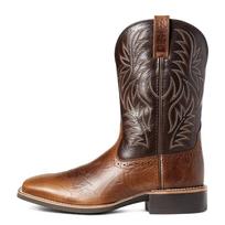Cowboy Boots for Men Western Boots Retro Embroidered Slip On Square Toe Boots for Male Pull On Mid-Calf Chunky Heel Durable Booties for Spring Fall 38
