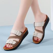Womens's Chunky Platform Wedge Slides Lightweight Sandals Slip On Summer Beach Dress Shoes Slippers Comfort Arch Support Open Toe Sandals for Women 35