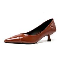 Low Heels Pumps for Women Leather Closed Toe Pointed Toe Kitten Heels Comfort Slip On Stiletto Pumps Women's Work Office Business Wedding Dress Shoes 35
