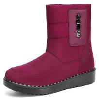 Womens Winter Warm Snow Boots With Side Zipper Waterproof Anti-Slip Faux Fur Lined Ankle Booties Shoes Comfortable Plush Lined Mid Calf Boot for Women 36
