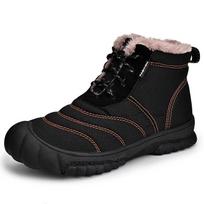 Men's Winter Warm Snow Boots Non-Slip Lace-Up Water Resistant Faux Fur Lined Ankle Booties Shoes Comfortable High-Top Hiking Walking Shoes for Men 38