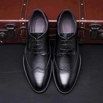 Black Men's Business Leather Shoes Breathable Non-slip Black Lace-up Shoes 38