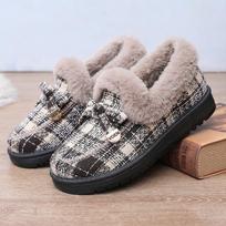 Winter Fur Lined Loafers for Women Platform Loafers Shoes Indoor Outdoor House Shoes Women's Chunky Warm Plush Comfortable Non-Slip Loafer Slippers 35