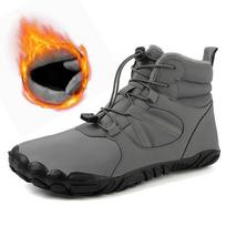 Men's Winter Fur Lined Snow Boots Outdoor Anti-Slip High-Top Hiking Shoes Waterproof Warm Fleece Lined Athletic Short Boots Male Trekking Ankle Boots 36
