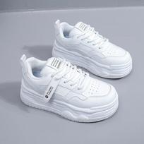 Women's Casual Chunky Platform Sneakers Breathable PU Leather Walking Shoes Lace-Up Comfort Running Sneaker for Women Lightweight Workout Tennis Shoes 35