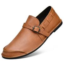 Spring and autumn large size foot cover lazy casual shoes soft-soled buckle leather shoes 38 šviesiai ruda spalva