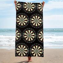 Dart Board Beach Towel Single Sided 2D Print Quick Dry Microfiber Towel for Pool Beach Swimming Cool Sports Vibe for Dart Fans 40X60CM beige