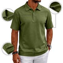 Men’s Classic Fit Short Sleeve Polo Shirt with Three Button Placket Soft Breathable Fabric for Daily Wear S