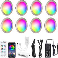 "AIBOO RGB Under-Unit Light" virtuvės LED spalvą keičiantis spintelės apšvietimas, 8 vnt. su nuotolinio valdymo pulteliu, "Smart Recessed Spotlights" įleidžiami įleidžiami prožektoriai su programėle, "Ultra Flat Display" spintelės apšvietimas LED, skirtas