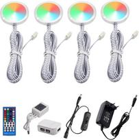 "AIBOO" RGB šviestuvas "Under-Unit Light Kitchen LED" su nuotolinio valdymo pulteliu, apvalus spintelės apšvietimas, reguliuojamas vitrinos apšvietimas, spalvą keičianti vitrinos, televizoriaus, lentynų, spintos, miegamojo, žaidimų kambario šviesa (4)