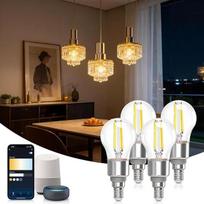 "Aigostar Alexa" lemputė E14, išmanioji LED vintažinė lempa, išmanioji lemputė G45 su skaidriu gaubliu, 4,5 W, 470 LM, šiltos baltos spalvos, reguliuojamas apšvietimas, 2700 K - 6500 K, suderinama su "Alexa" ir "Google Home", 4 vnt.