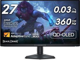 "Alienware" žaidimų monitorius, AW2725DF, 27 colių, QHD (2560 x 1440), 360 Hz, QD OLED, 0,03 ms, "AMD FreeSync Premium Pro", 99,3 % DCI-P3, HDR400, USB-C, 2 x DisplayPort, HDMI, 4 x USB
