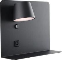 "Alpinaluz" LED sieninis 6 W šviestuvas su USB ir USB-C, besisukantis skaitymo taškas su CCT 3000 K/4000 K/6000 K, sieninis šviestuvas su plienine lentyna, patalpų apšvietimas IP20 (juodas - kairysis)