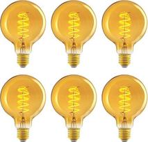"Amazon Basics" 6 x derliaus LED lemputė E27 Senovinio stiliaus retro gintaro stiklo G93 4W (25W ekvivalentas) 1800K itin šilta šviesa dekoravimui