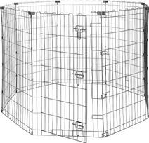 "Amazon Basics" Aštuonkampio formos naminių gyvūnėlių šunų bėgimo voljeras sulankstomas metalinis su durelėmis 42", juodas