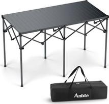 "Anbte" sulankstomas iki 120 kg svorio sulankstomas stalas 122 x 60 x 74 cm (D x Š x V) Aliuminio riedantis stalas 6-8 žmonėms X-rėmo dizaino sulankstomas stalas su krepšiu lauko balkonui, sodui, paplūdimiui, piknikui (juodas)