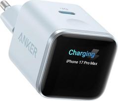 "Anker" išmanusis įkroviklis, "Anker Nano" 45 W USB C įkroviklis su ekranu ir išmaniuoju aptikimu, integruotu švelniu režimu, kompaktiškas greitasis GaN įkroviklis, skirtas "iPhone 17/16/15 Series", "iPad", "MacBook