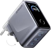 "Anker Prime 160W USB C įkroviklis, kompaktiškas GaN USB-C įkrovimo blokas su 3 prievadais, išmaniuoju ekranu, jutikliniu valdymu, itin greitas 140 W įkrovimas per 1 prievadą, skirtas nešiojamiesiems kompiuteriams, "MacBook", "iPad", "iPhone 17/16/15" ir