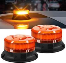 "AnTom" 2 besisukančių LED švyturėlių pakuotė - 9 blyksnių modeliai, geltonos spalvos LED įspėjamoji lemputė su magnetu, automobilio įkroviklio laidu ir USB laidu, skirta sunkvežimiams, vilkikams, visureigiams, golfo vežimėliams, avarinėms transporto prie