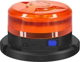 "AnTom" besisukantis akumuliatorius su akumuliatoriaus lygio indikatoriumi, 9 blyksnių modeliai, LED stroboskopinis švyturėlis, 12 V magnetinis įspėjamasis žibintas, geltonos spalvos, automobilinis įkroviklio laidas ir USB laidas, skirtas automobiliui, tr