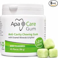 "ApaCare Gum" kramtomoji guma nuo ėduonies su emalio mineralais | 6 skardinės