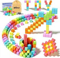 "Apluses" magnetinės statybinės kaladėlės, 72 dalys, magnetinės statybinės kaladėlės, vaikams nuo 3 metų, Montessori magnetinis kubas, kūrybinis mokymosi žaislas berniukams ir mergaitėms, sensorinės statybinės kaladėlės su krepšiu