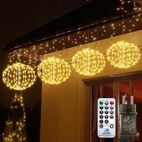 "Auting Christmas Bauble Lights" pasakų žibintai, ištraukiamas LED Kalėdų kamuolys, šiltos baltos spalvos, 8 režimų laikmatis, kalėdinės dekoracijos, pasakų žibintai lauke, skirti vidaus sodui, balkonui, karnizams, 4 vnt., 20 cm skersmens